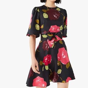 Kate Spade Black Floral Dress with Pink and Green Accents